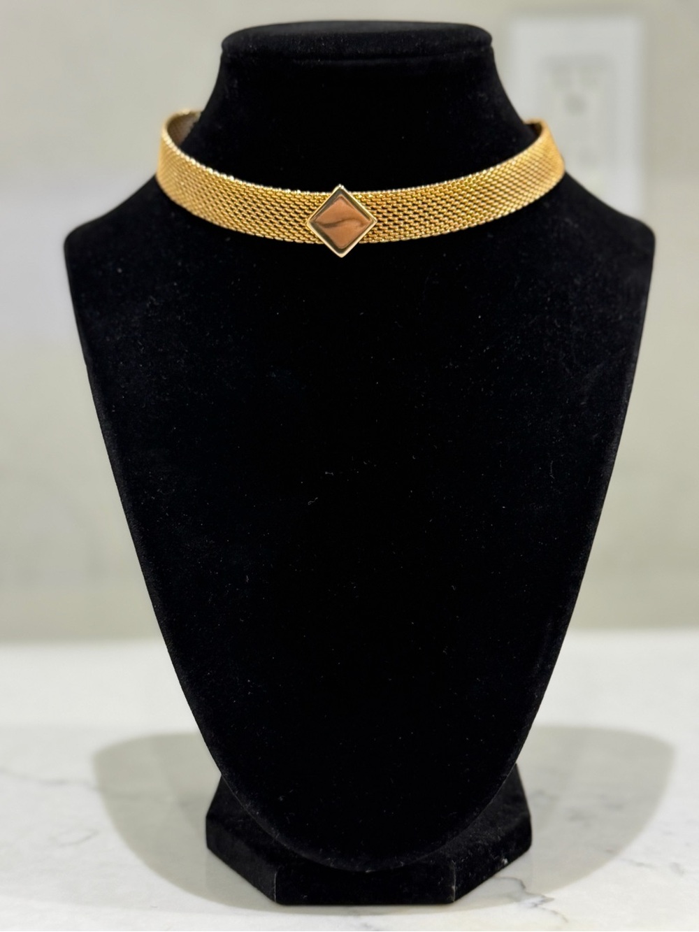 Vintage Park Lane Gold Mesh Choker Necklace